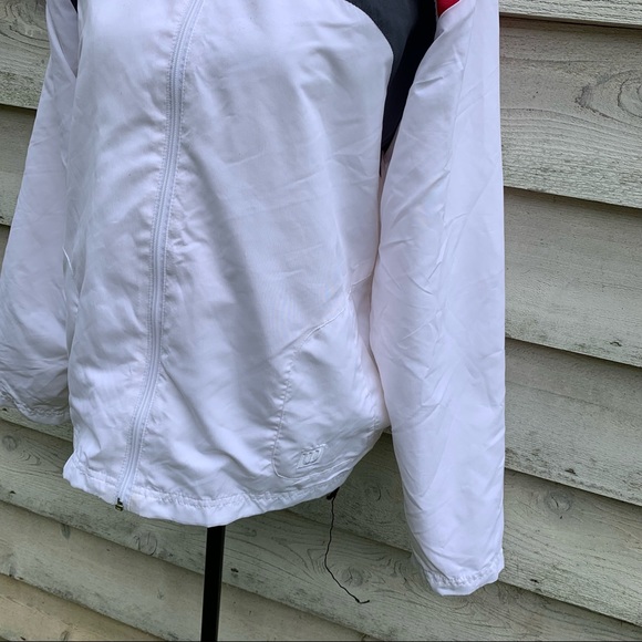 Vintage 90s Striped Detail Zip Front Long Sleeve Mock Neck Athletic Track Jacket - Picture 10 of 16